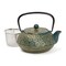 Green Floral Cast Iron Teapot Kettle with Stainless Steel Loose Leaf Infuser (34 oz)
